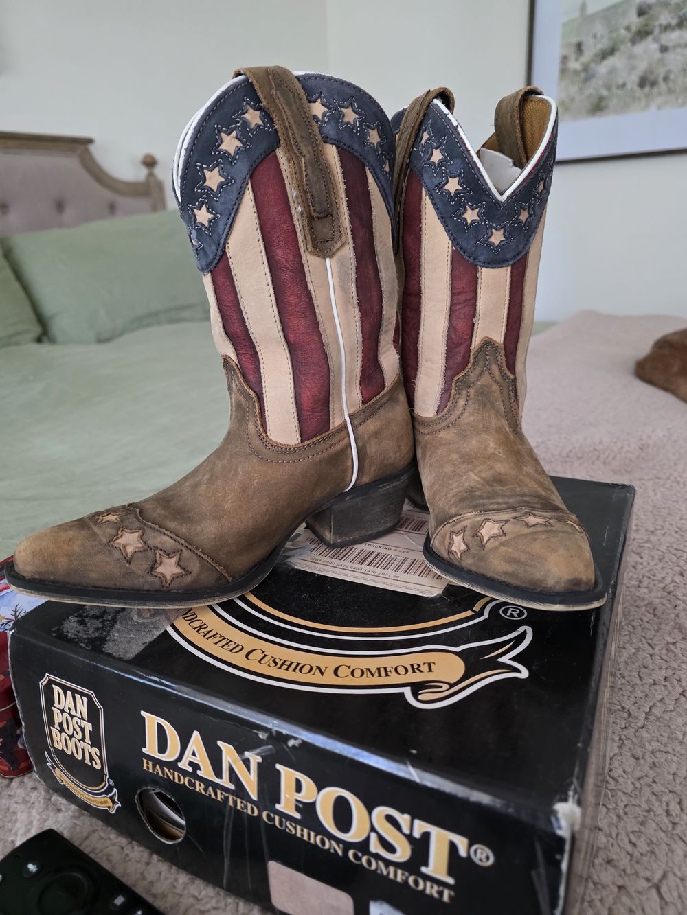 America Leather Cowboy Boots with Stitched Soles. Dan Post Kids Western Boots